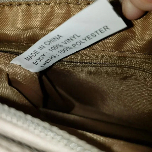 Tan small‎ vinyl crossbody with multi zip pockets - Picture 4 of 4